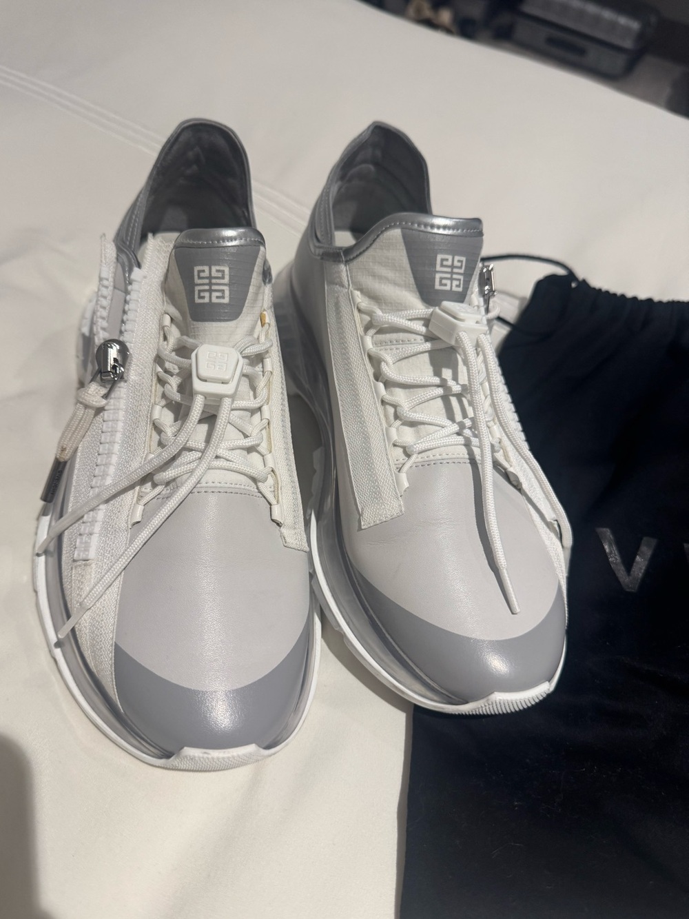 Givenchy Luxury Zip Sneakers White Gray Size 40 Designer Shoes new - Picture 4 of 4